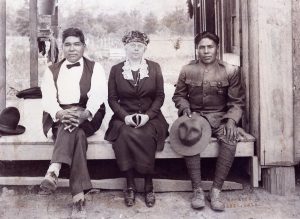 Joseph Oklahombi and two other Native American veterans, one man and one woman.