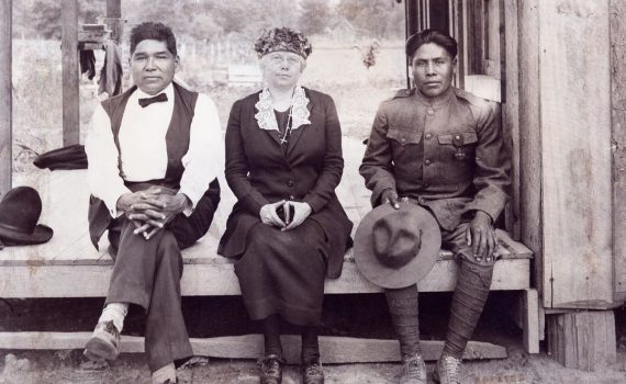 Three Native American veterans, two men, one woman